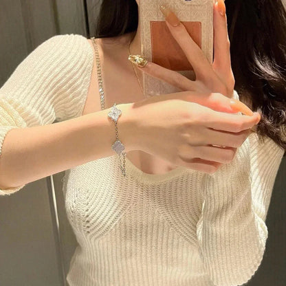 [Glitter] CLOVER 5 MOTIF PURPLE CHALCEDONY BRACELET COLLECTION