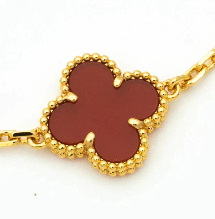 [Glitter] CLOVER 5 MOTIF RED CORNELIAN BRACELET COLLECTION