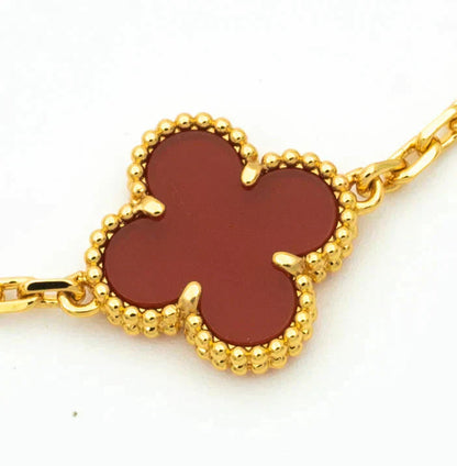 [Glitter] CLOVER 5 MOTIF RED CORNELIAN BRACELET COLLECTION