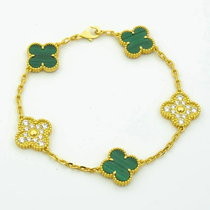 [Glitter] CLOVER 5 MOTIF MALACHITE BRACELET COLLECTION