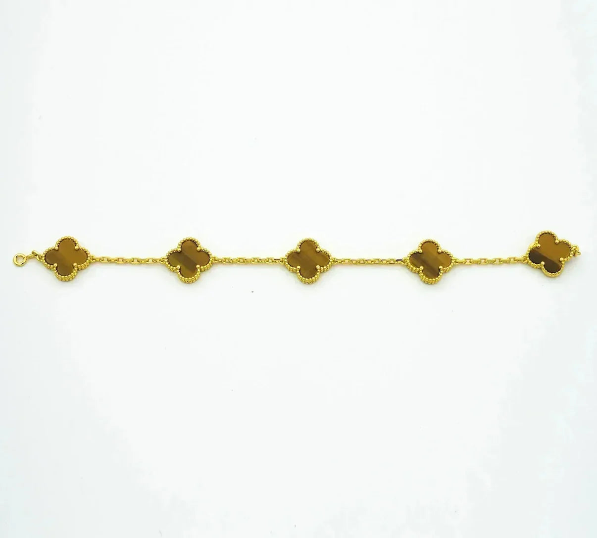 [Glitter] CLOVER 5 MOTIFS TIGER EYE BRACELET COLLECTION