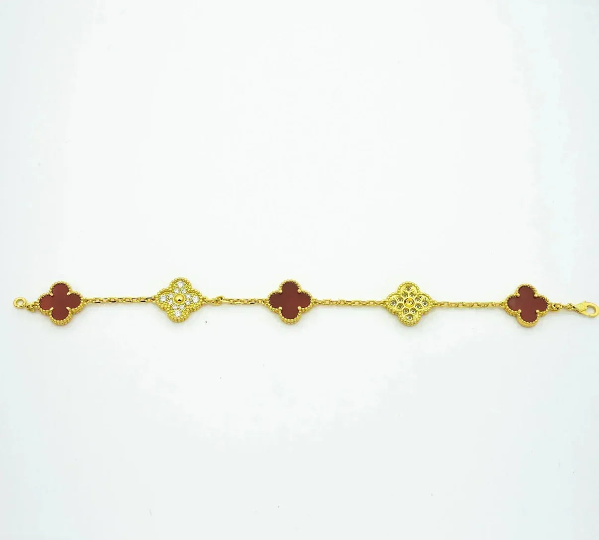 [Glitter] CLOVER 5 MOTIF RED CORNELIAN BRACELET COLLECTION