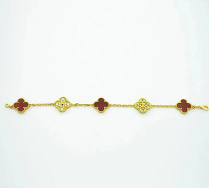 [Glitter] CLOVER 5 MOTIF RED CORNELIAN BRACELET COLLECTION