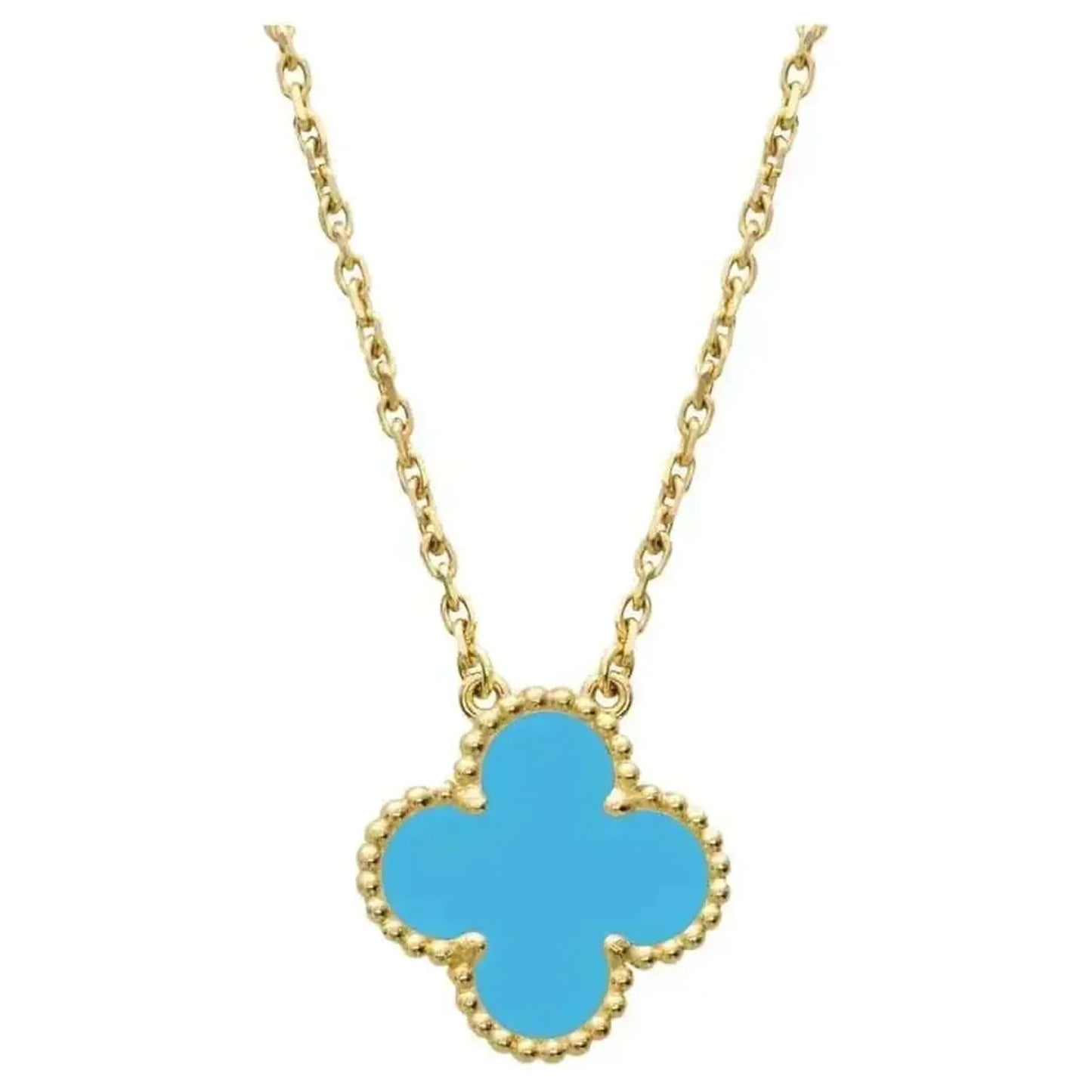 [Glitter Jewelry]CLOVER 15MM VINTAGE TURQUOISE NECKLACE