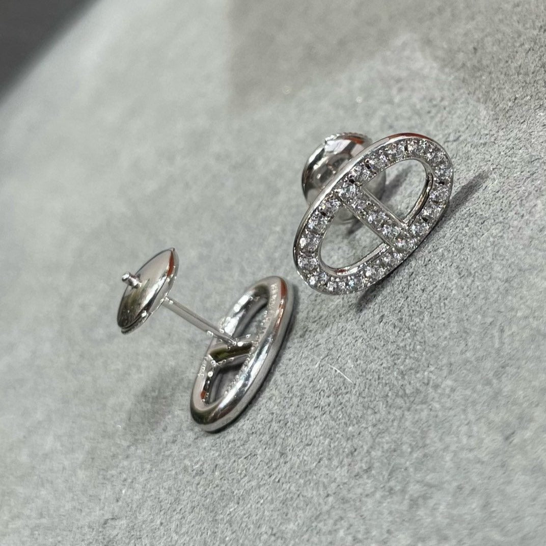 [Glitter Jewelry]HM FULL DIAMOND PIG NOSE STUD EARRINGS