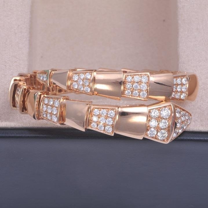[Glitter Jewelry]SERPENTI WIDE BRACELET PINK GOLD DIAMOND