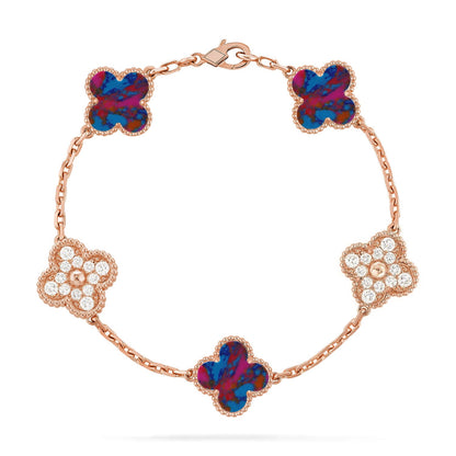 [Glitter]CLOVER 5 MOTIF COLOR GEMSTONES BRACELET COLLECTION