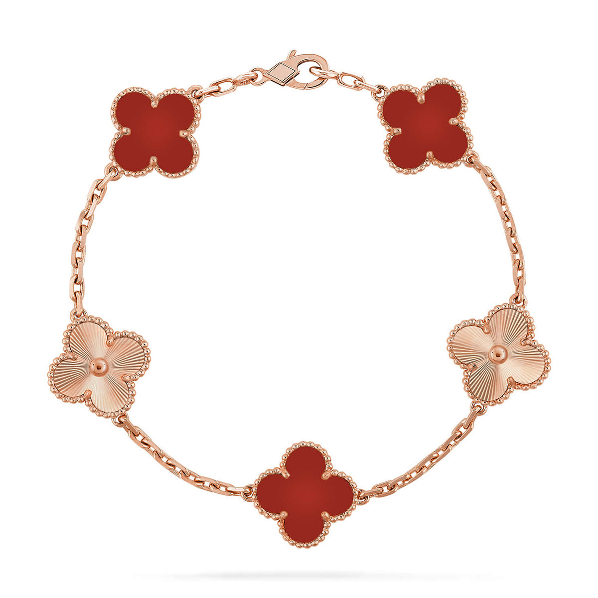 [Glitter] CLOVER 5 MOTIF RED CORNELIAN BRACELET COLLECTION