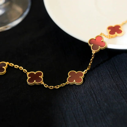 [Glitter] CLOVER 5 MOTIF RED CORNELIAN BRACELET COLLECTION