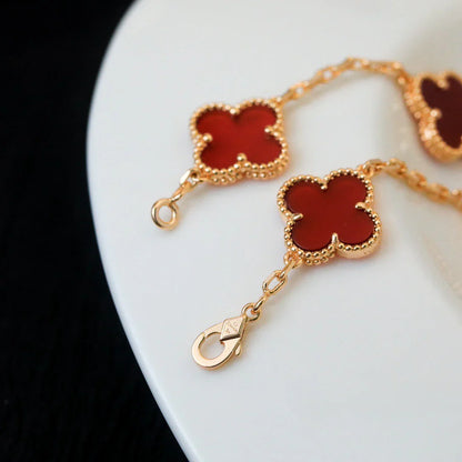[Glitter] CLOVER 5 MOTIF RED CORNELIAN BRACELET COLLECTION