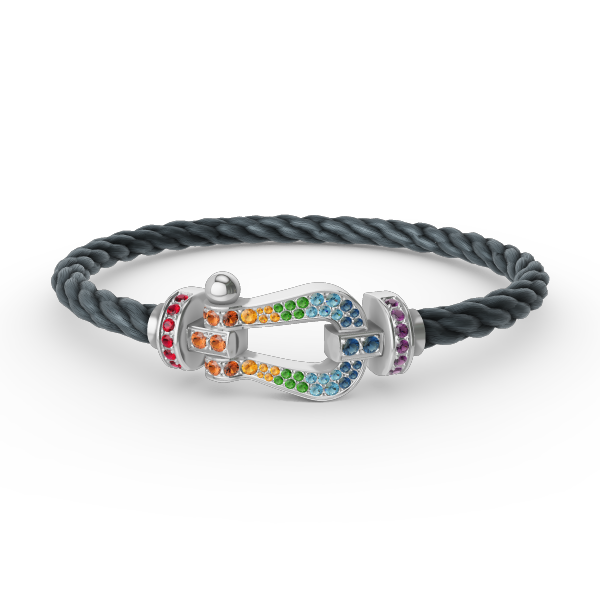 [Glitter Jewelry]FORC LARGE HORSESHOE  COLORED DIAMOND BRACELET SILVER