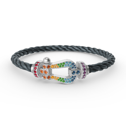[Glitter Jewelry]FORC LARGE HORSESHOE  COLORED DIAMOND BRACELET SILVER