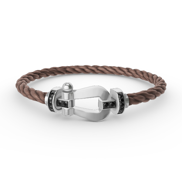 [Glitter Jewelry]FORCE LARGE HORSESHOE BLACK DIAMOND BRACELET SILVER
