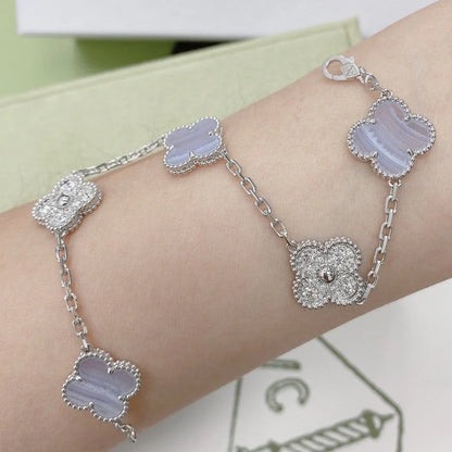 [Glitter] CLOVER 5 MOTIF PURPLE CHALCEDONY BRACELET COLLECTION