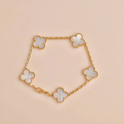 [Glitter]CLOVER WHITE PEARL MOP 5 MOTIF BRACELET COLLECTION