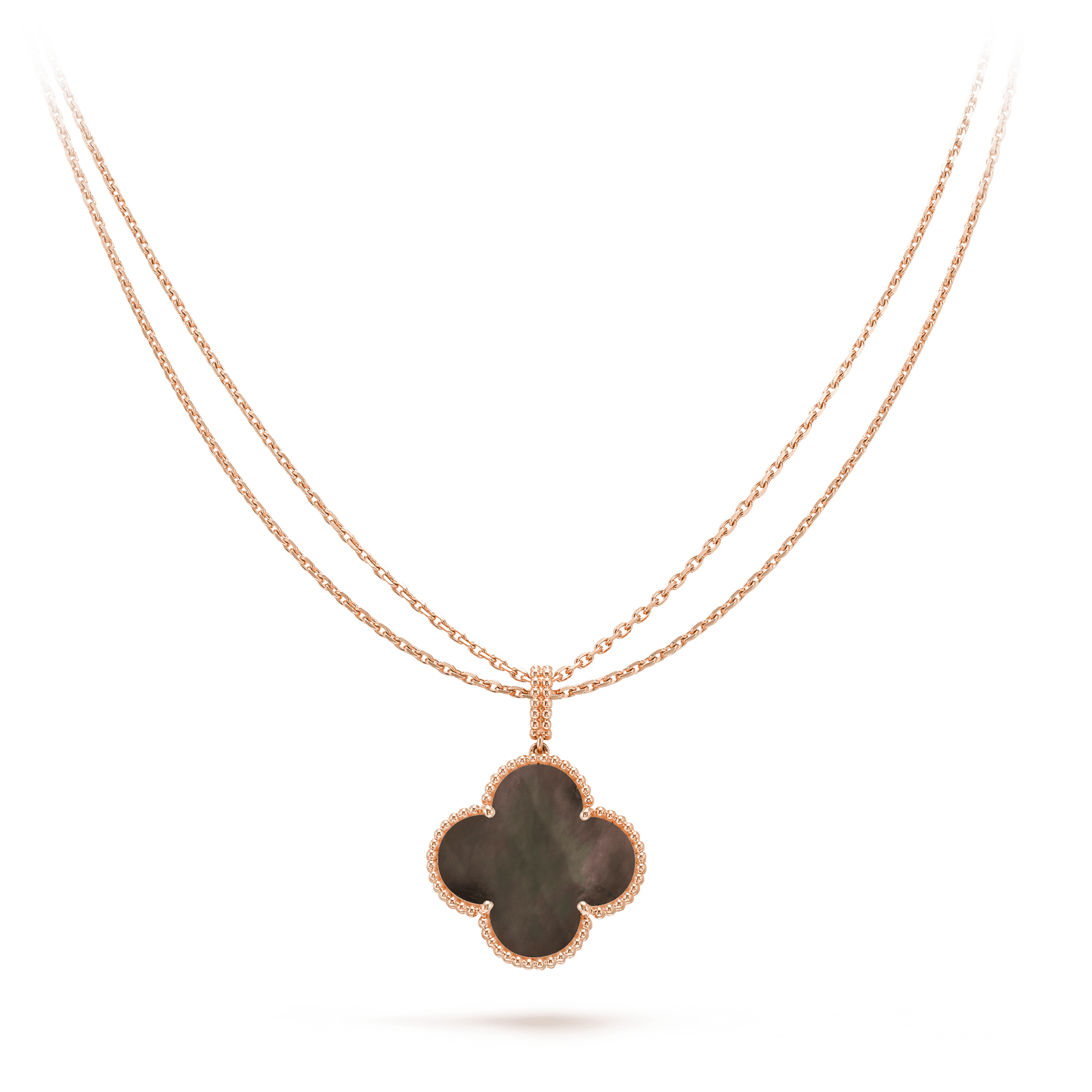 [Glitter Jewelry]CLOVER 25MM GOLD DARK MOP BIG CLOVER NECKLACE